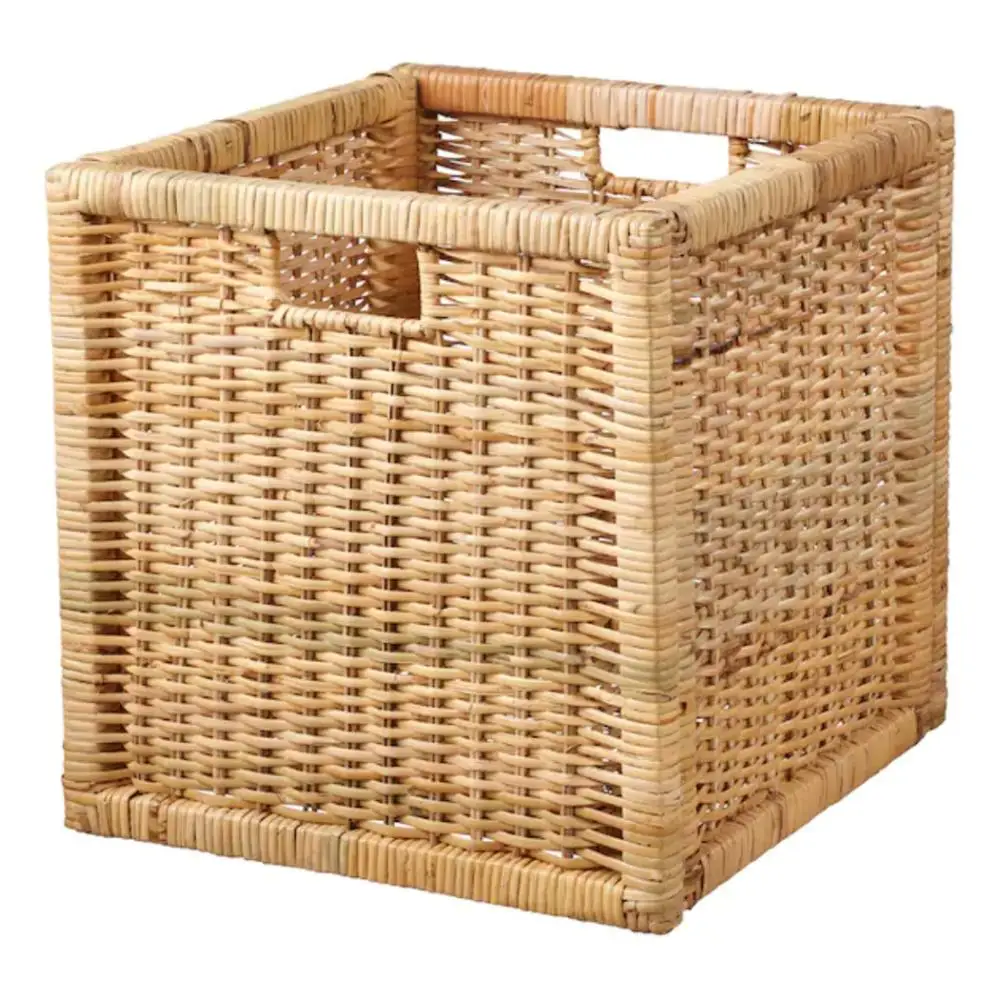 Cheap Wicker Basket Square Natural Rattan for saving space storage usually for laundry from cirebon Indonesia