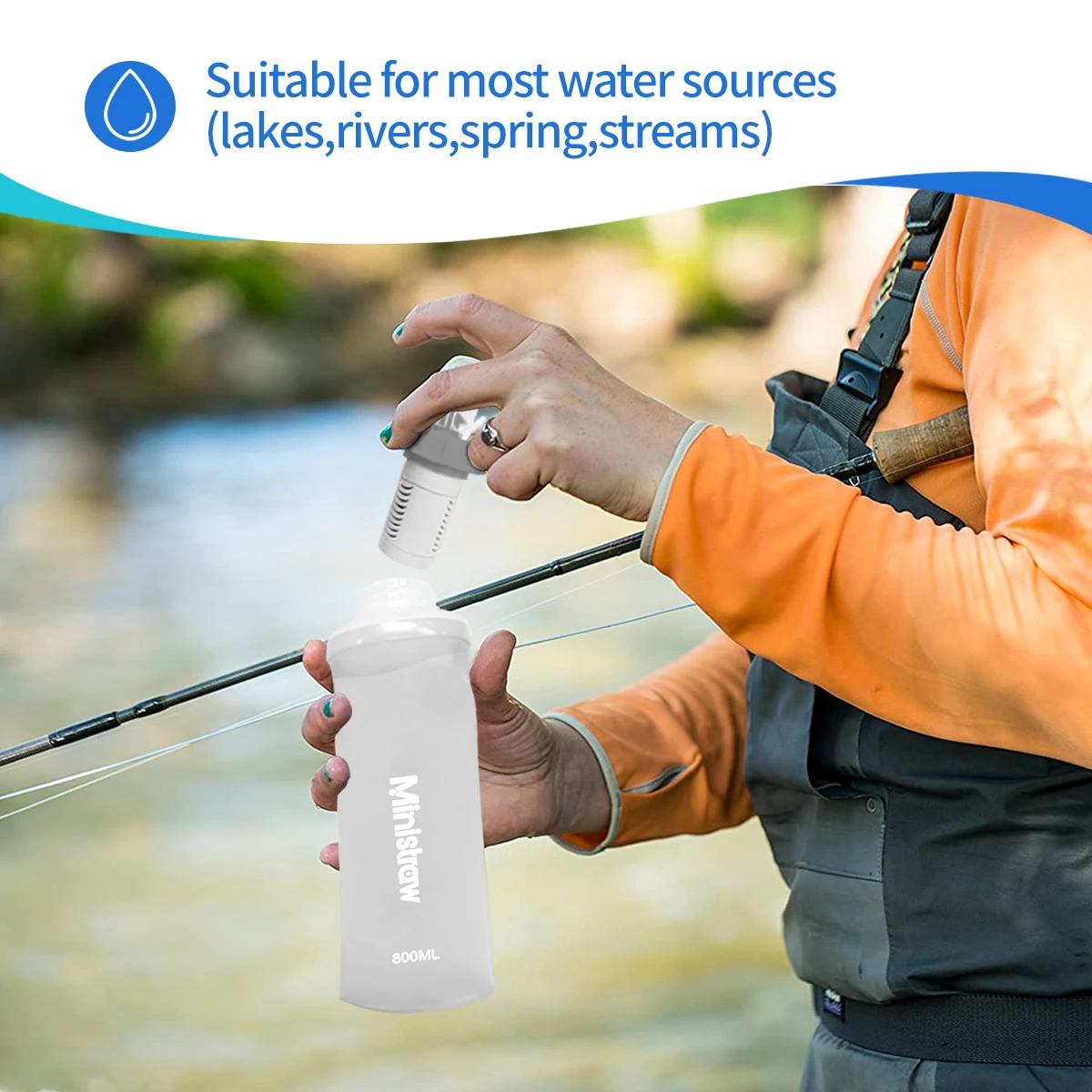 Tpu Drinking Water Storage Drinking water Outdoor camping Mountaineering folding water bag filter