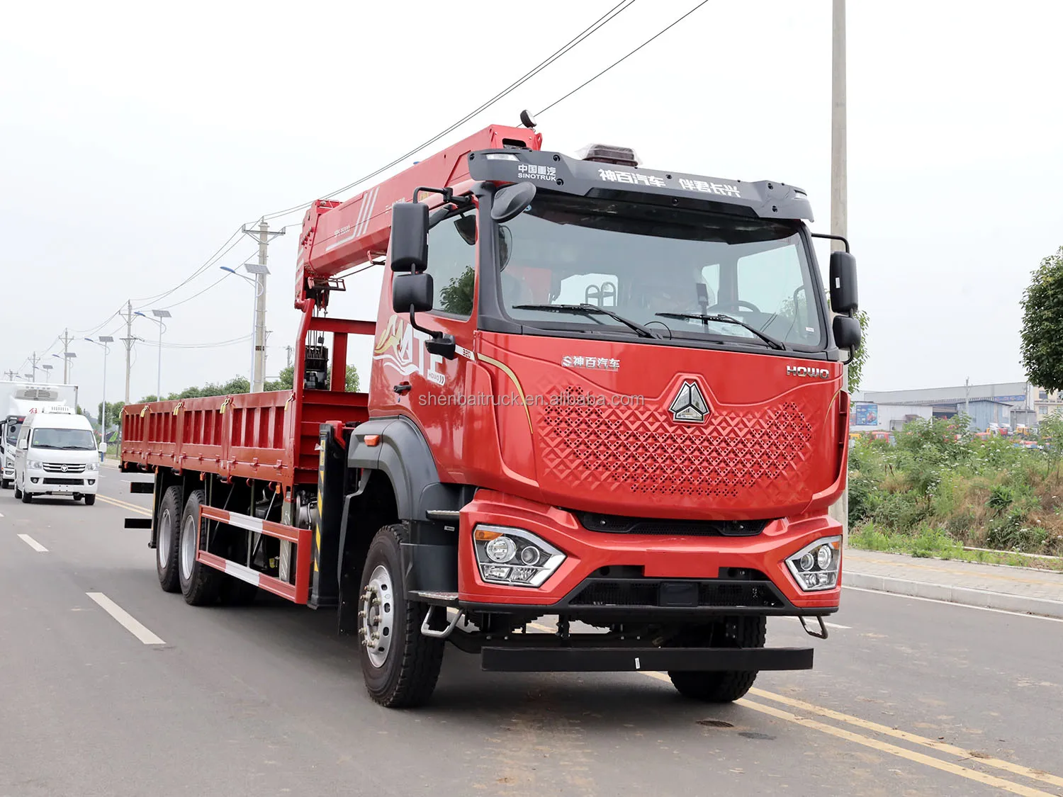 SHENBAI Sinotruk Howo Truck Mounted Crane Manipulator Lifting Equipment 10Ton Boom Truck  Crane