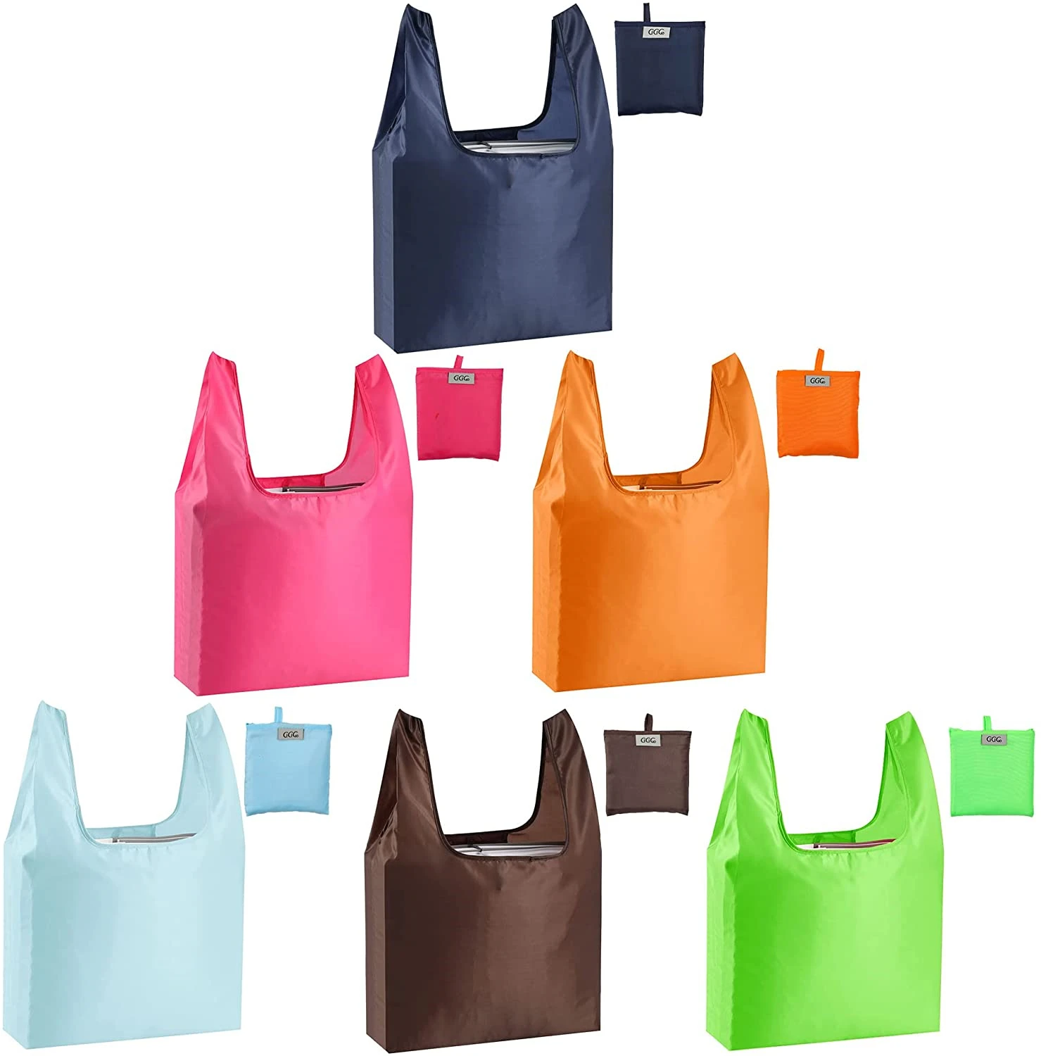 Custom LOGO Eco-friendly Reusable Portable Polyester Tote Folding Bags Nylon Foldable Recycle Shopping Grocery Reusable Bag
