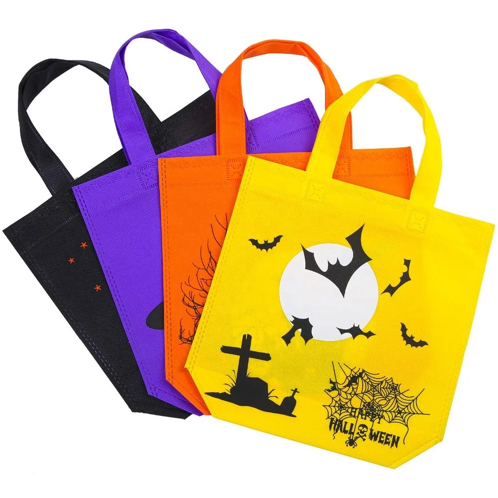 Halloween Party Goody Favors custom logo Trick or Treat Non-woven Gift tote Bags
