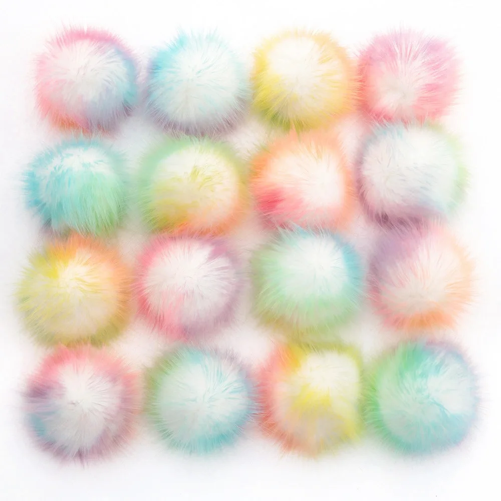 8cm 16pcs per set Cute Faux Raccoon Fur Pompom Fake Fox Fur Ball Imitated Animal Pompom