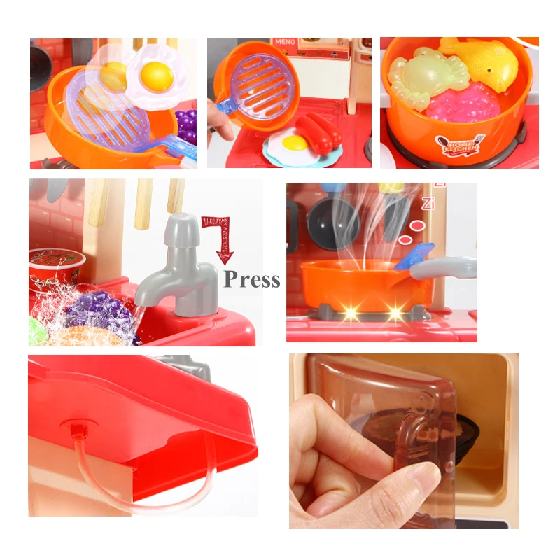 Kids Pretend Play Simulation Appliance Kitchen Games Toy Plastic Children Spraying Mist Kitchen Play Set For Girls Educational