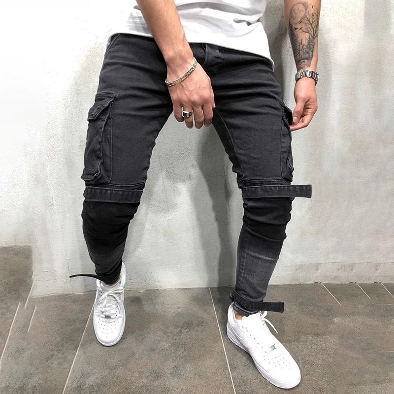 
Jens pant for man denim trousers stretch skinny ripped black name brand new design jeans cotton pent for men 