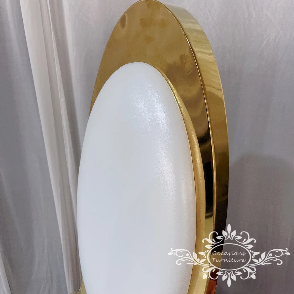 Oval Back Stainless Steel Golden Dining Chairs Wedding Furniture Electroplate Gold Hotel Events Tables and Chairs