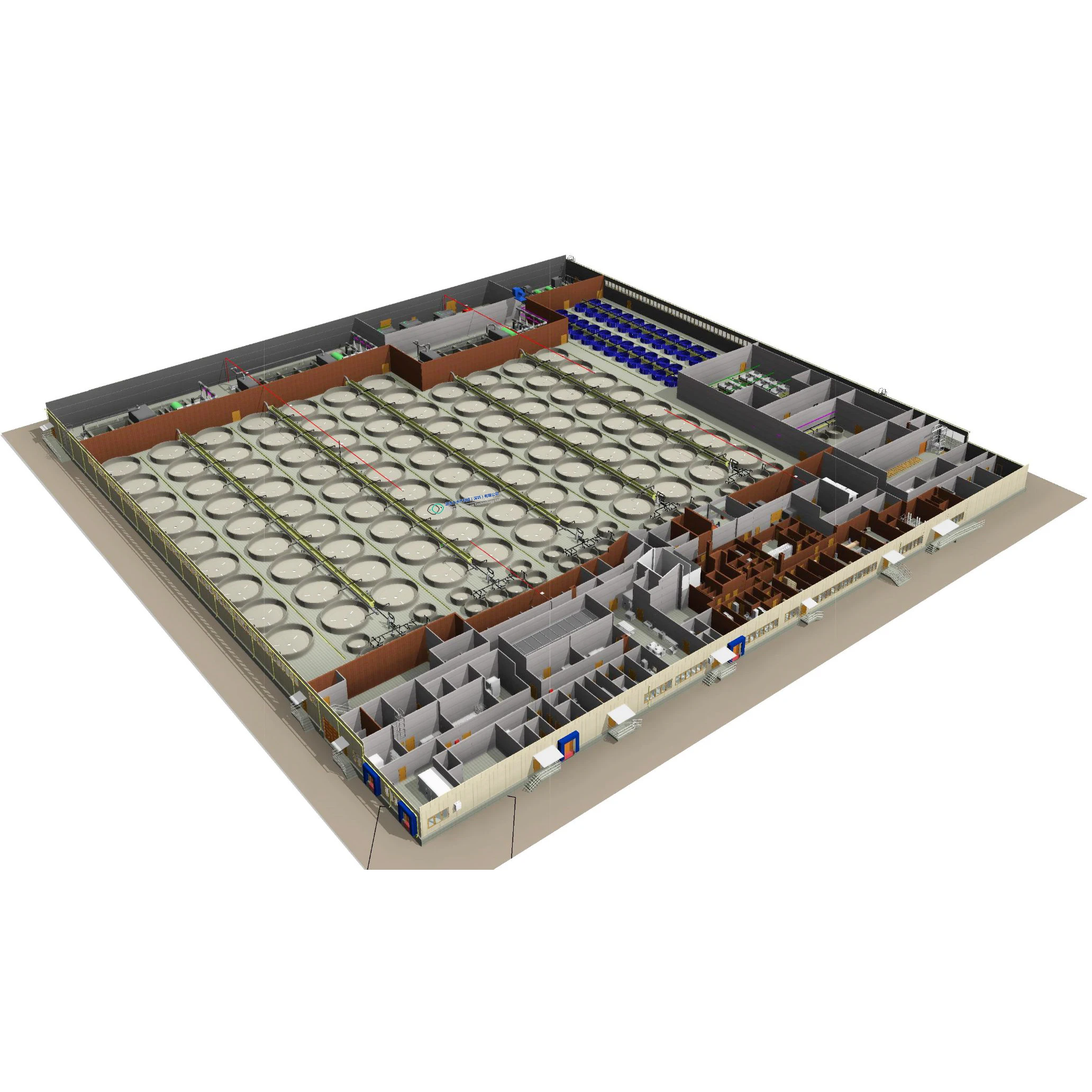 Water treatment systems for offshore aquaculture and land-based facilities feeding fresh perch