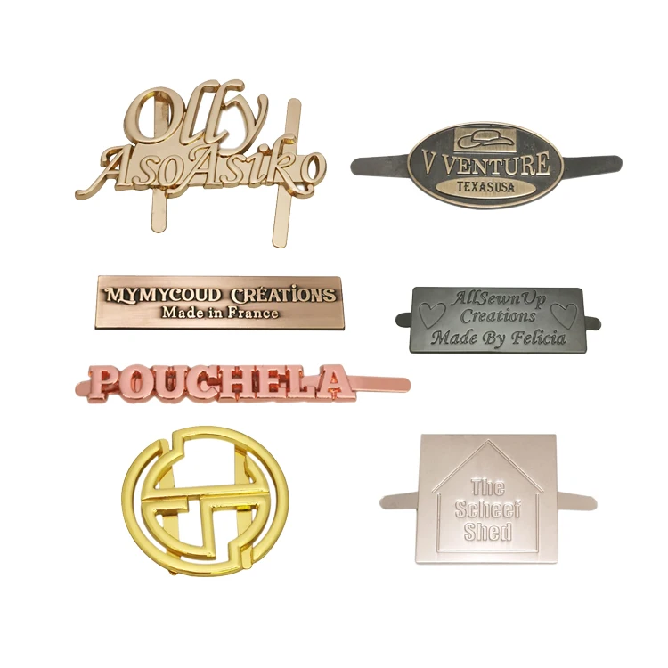 Bag accessories engraved brand logo metal label custom metal name plates for wallet
