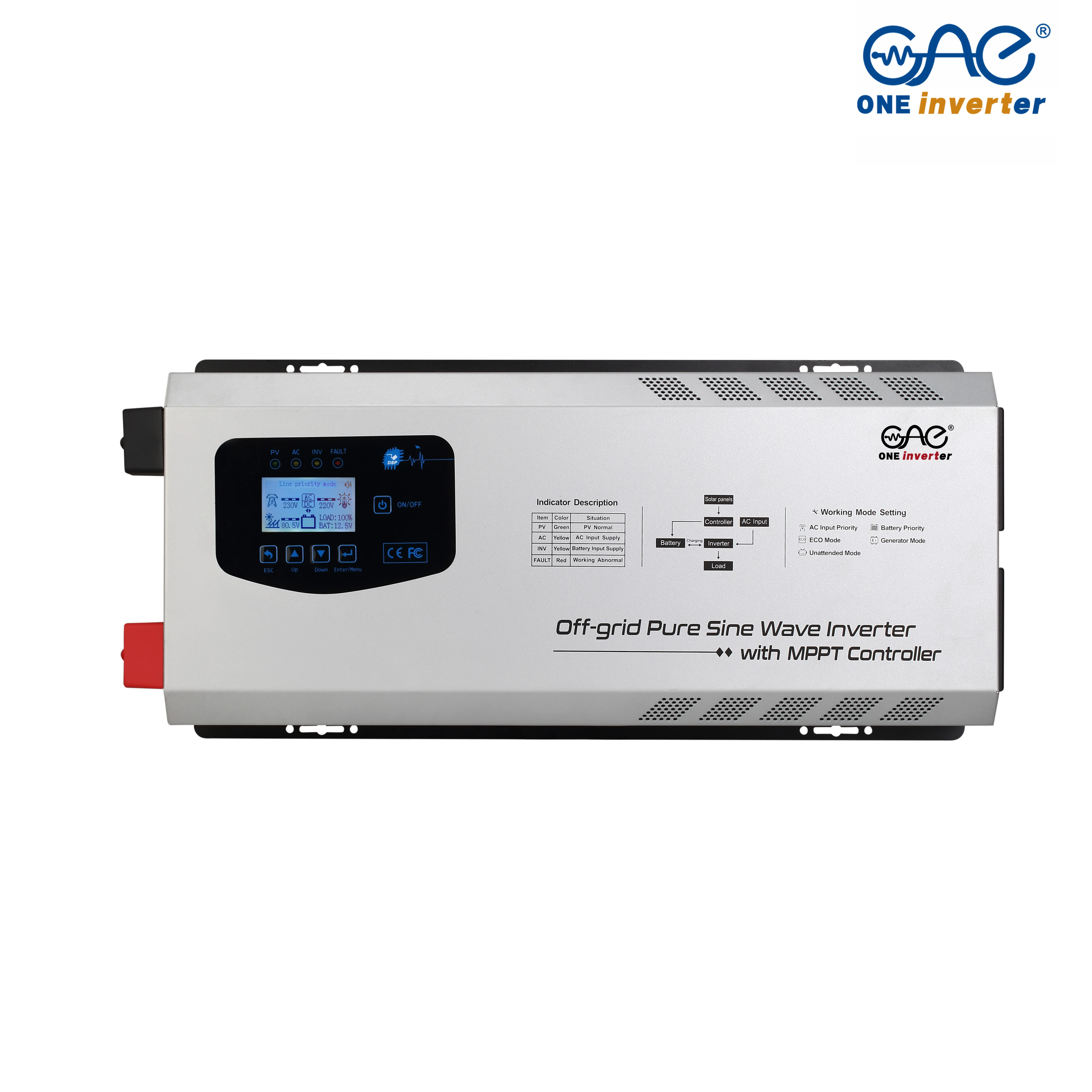 5 кВт 1 DC12V 300ah Mppt выключенный Инвертор постоянного тока в переменный солнечный инвертор сосновый синусоидальный