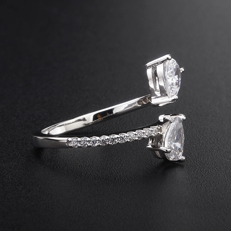 hot dainty ring 925 cz stone pear shape diamond engagement wedding bride promise 18k gold plated silver open cubic zircon rings