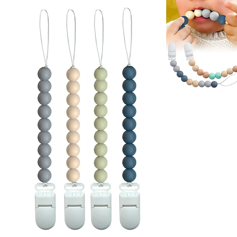 Factory Food Grade Nipple Pacifier Clips Teething Beads Dummy Holder Custom Baby Pacifier Clip Chain for Boys and Girls