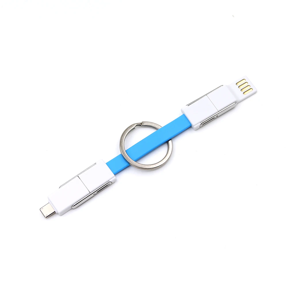 Прочный TPE CE ROHS Micro OTG 4 в 1 быстрая зарядка Type C телефон мульти USB брелок кабель для рекламного подарка
