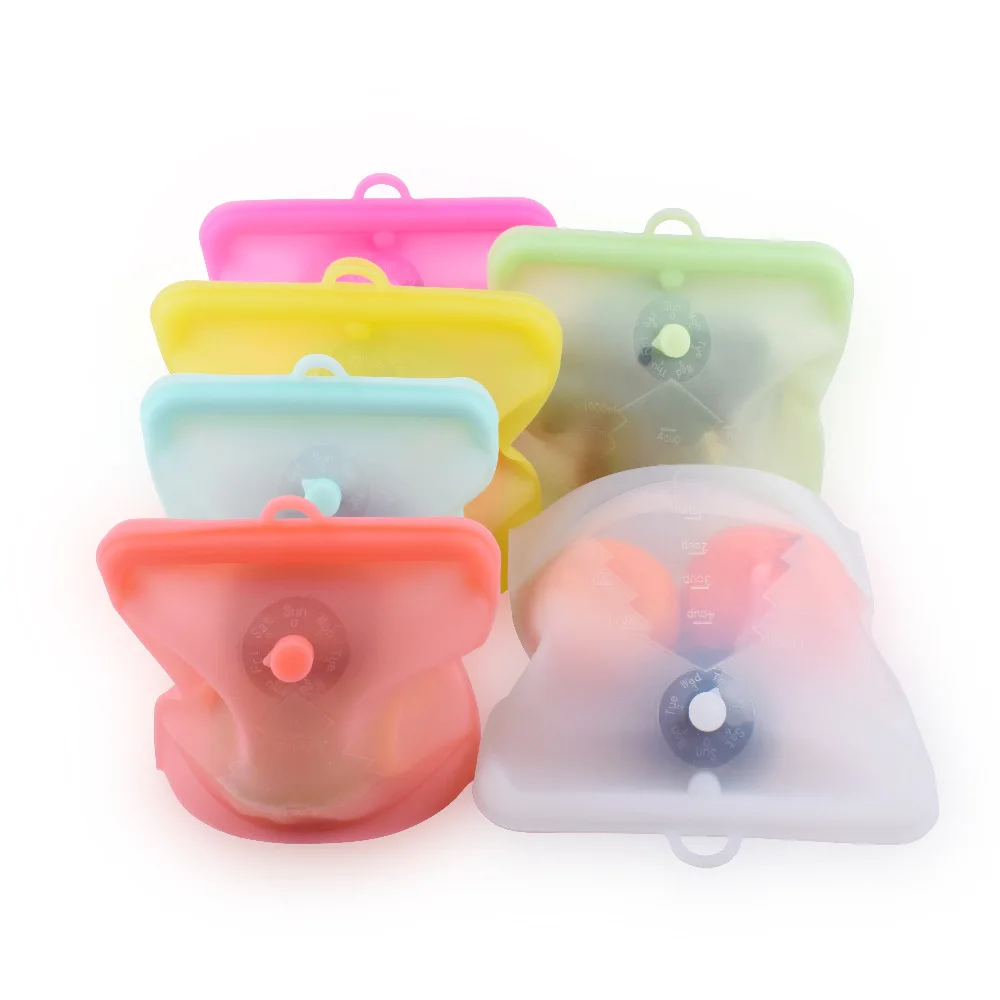 JTOMEI Food Grade BPA Free Vegetable and Fruit Fresh Preservation Healthy Reusable Sealable Leakproof Silicone Storage Bag