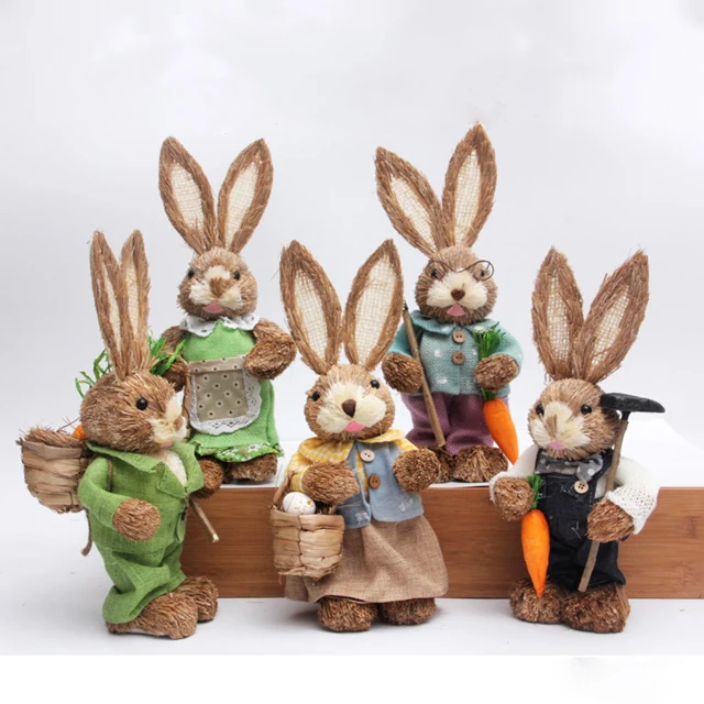 Easter Straw  bunny  rabbit Ornament Creative Garden Decoration Ornament