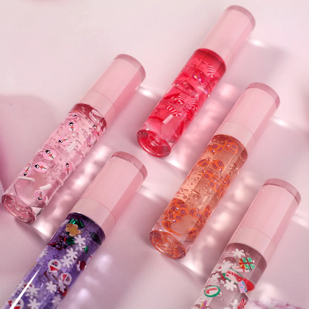OEM Gift Vegan Hydrating pink Package Fruits Flavor Nourishing Christmas Lip Oil