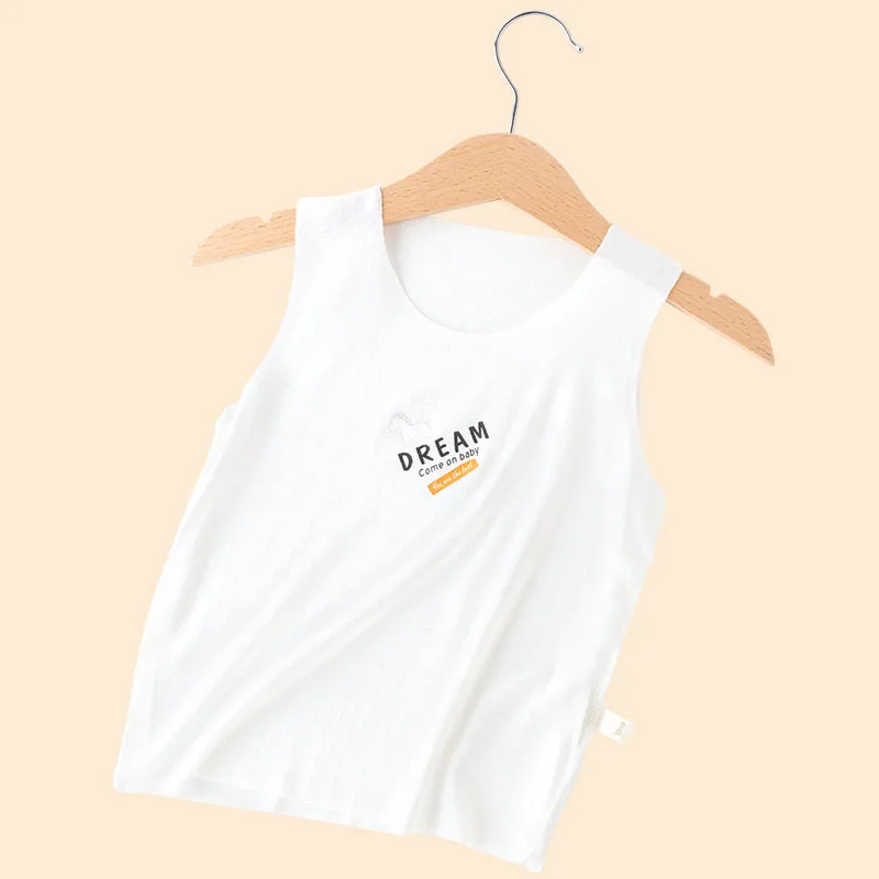 
Muslin tree regenerated cellulose fiber baby white girls kids vest 