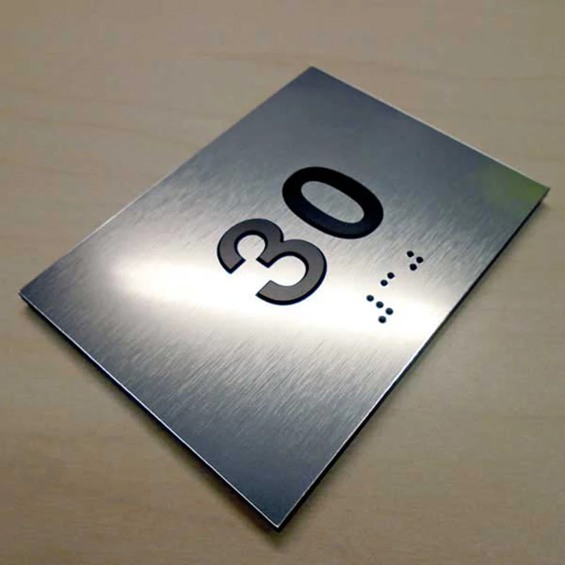 aluminium brass stainless steel hotel room number braille signs plate