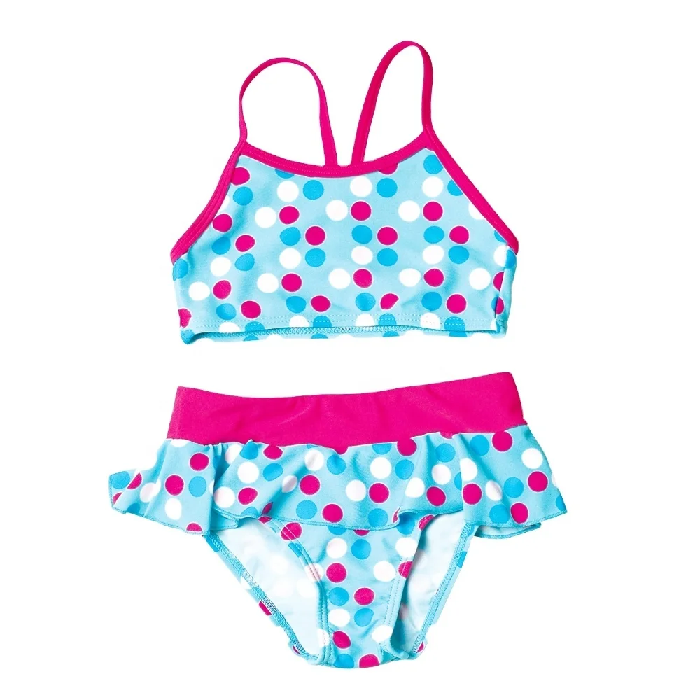 Hot Sale Flounce Skirt style Dots Children Swimwear for Girls