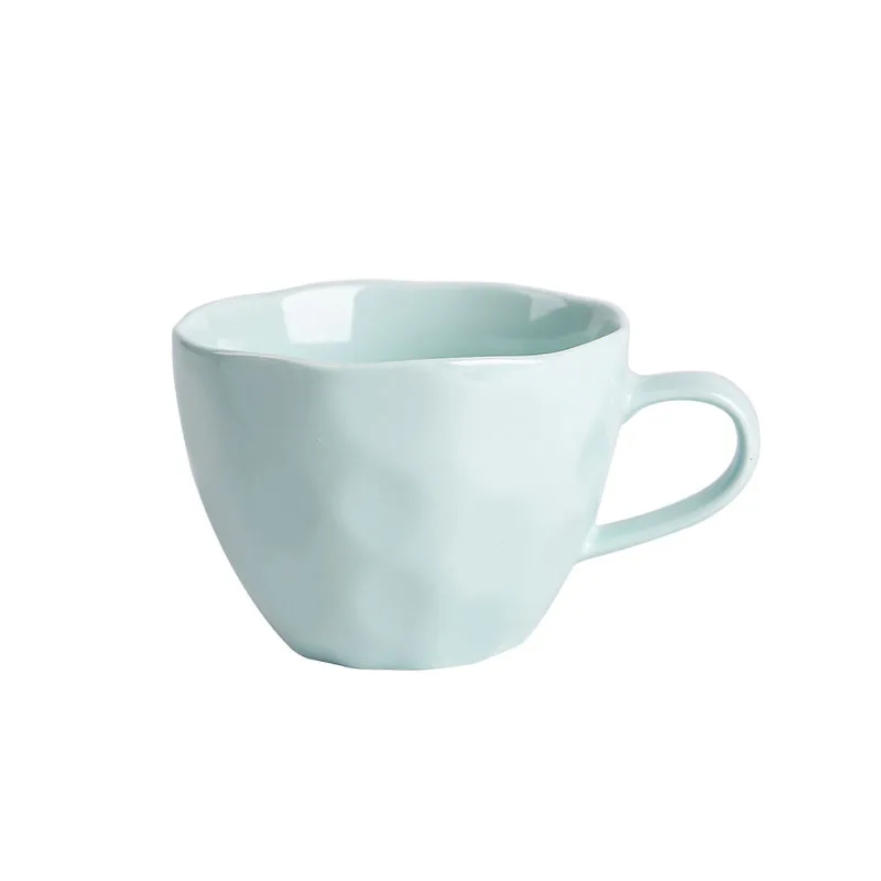 Colorful Ceramic Coffee Cup with Handle Simple Atmosphere Design Sense Mug Cute Handgrip Shape