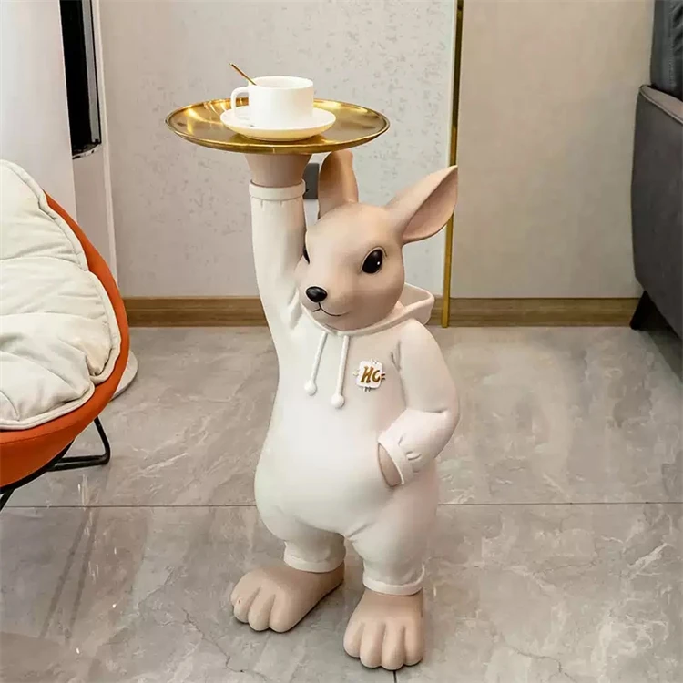 Wholesale Decorative Rabbit Sculpture Country Farm Animal Yard Rabbit Statue Resin Crafts