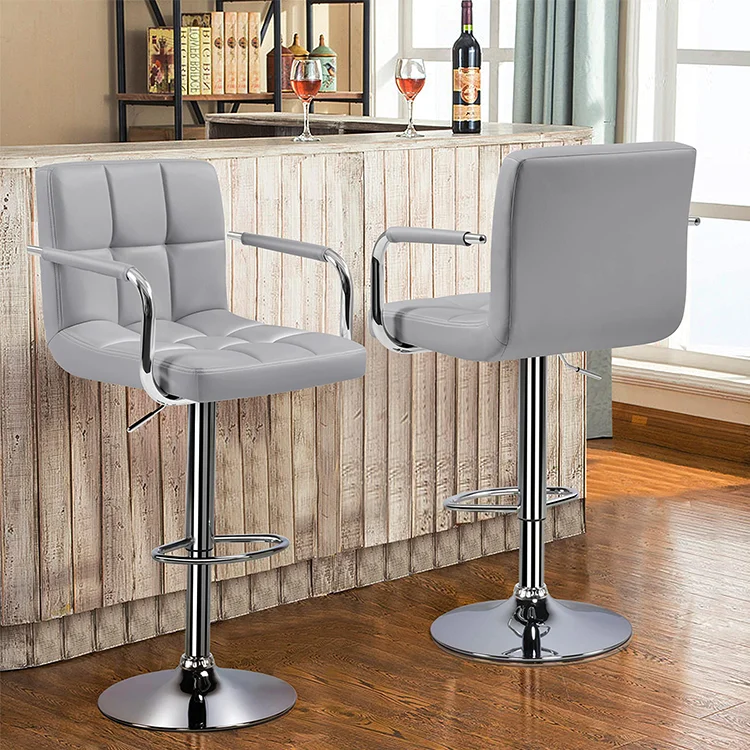 Современная Коммерческая искусственная кожа Таиланд Антрацит батончик барный стул Cuero с подлокотниками