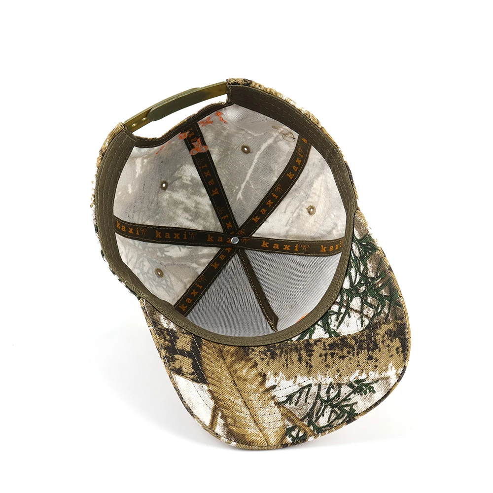 Custom Digital Printing All Cap 5 Panel Hunting Baseball Cap Outdoor 3d embroidery logo Inside Label Jungle Camo Hat