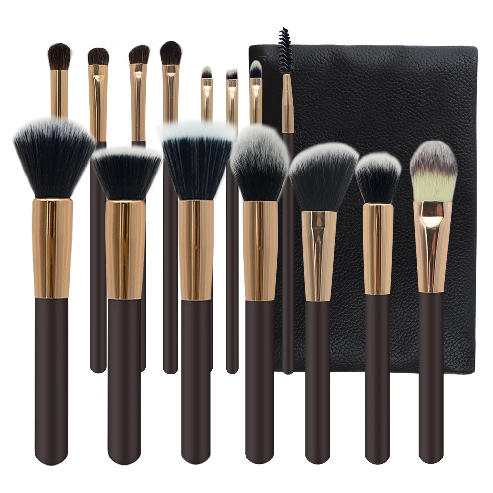 HMU Free Sample Low MOQ To Print Logo Makeup Brush Set 15pcs Soft Wood Pony And Synthetic Hair Buy Make Up Brushes