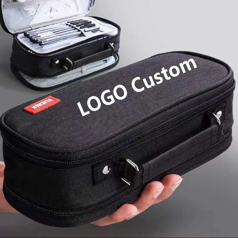 Large capacity pencil bags multi-layer pencil case with handle for school supplies
