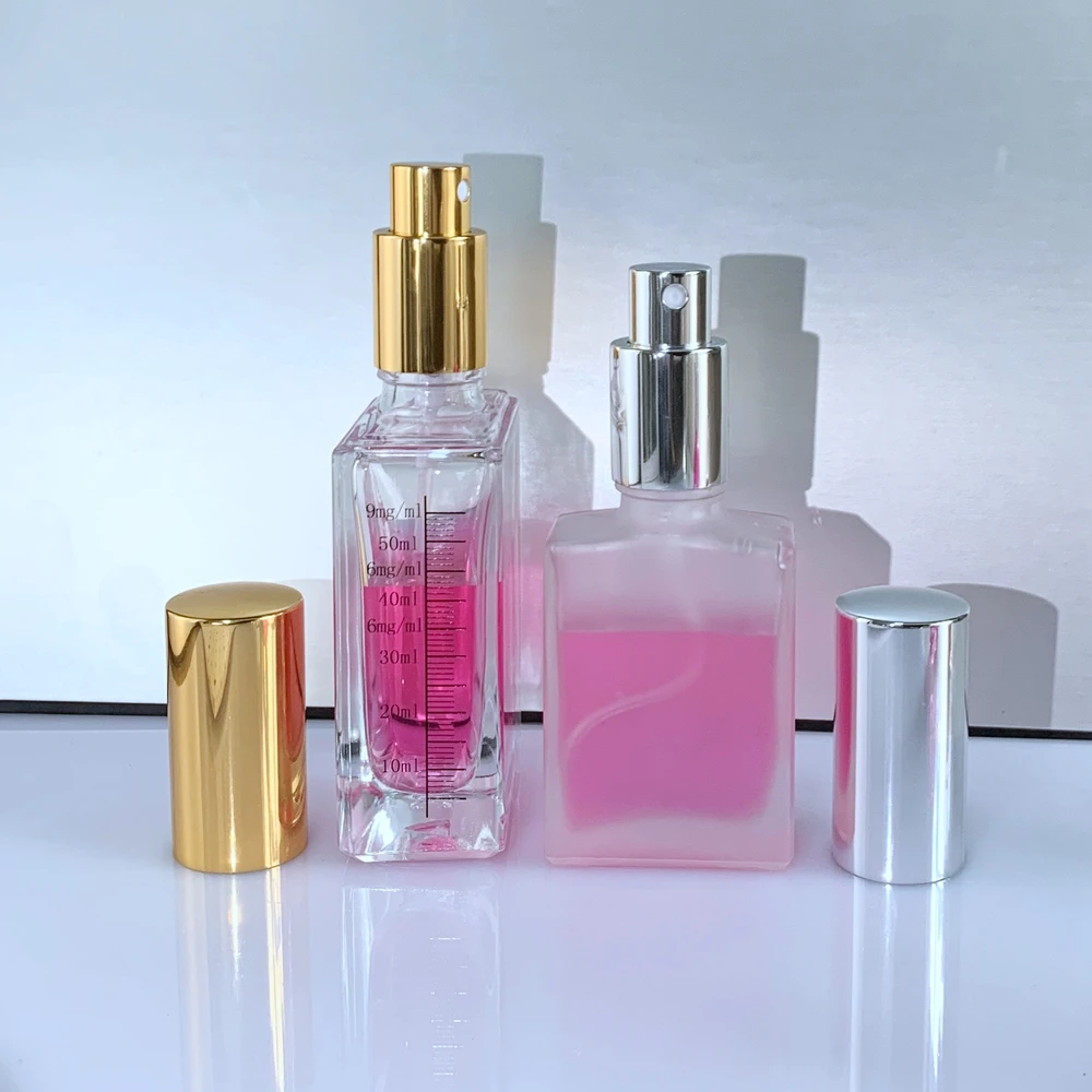 Luxury recyclable 30ml 50ml 100ml 120ml frosted glass perfume bottle with pump spray cap