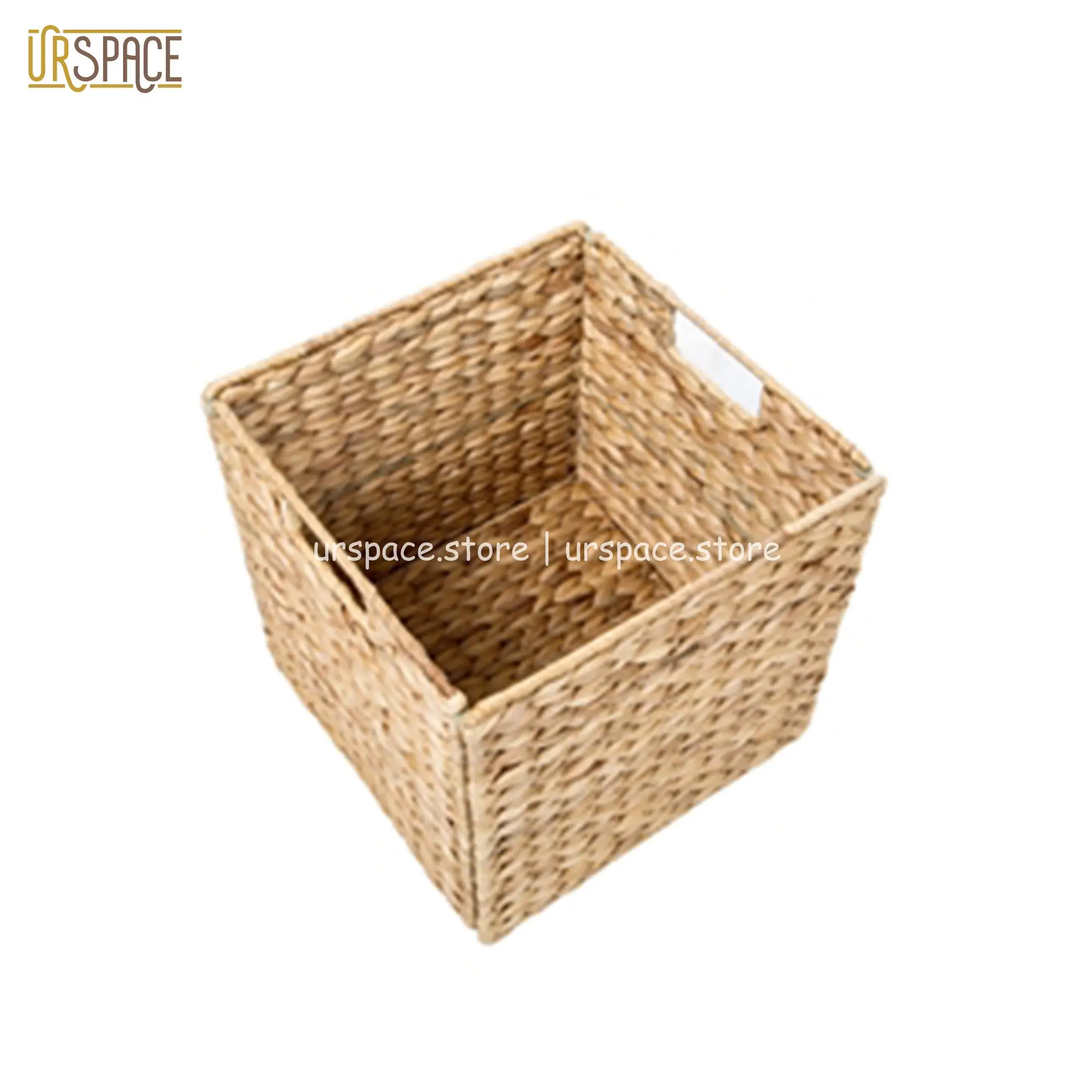 Foldable framed kitchen organize size S basket with handle Square Hand-woven Water Hyacinth Storage Basket from Vietnam