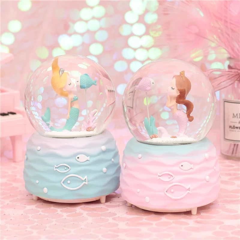 Wholesale high quality marine mermaid crystal ball music box for girls gift