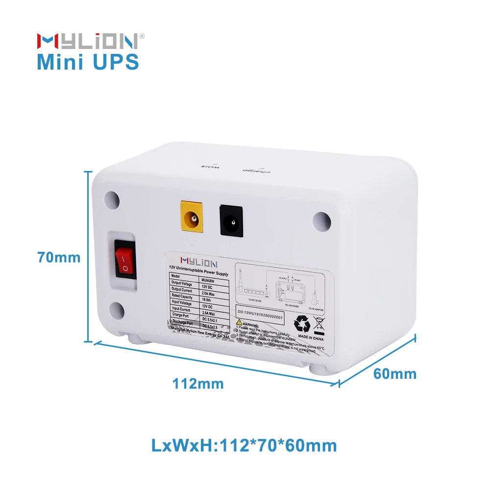 Mylion 12000mah Mini UPS 9v 12v 15v 24v Output On-line DC WiFi Router UPS Lithium Battery 60Hz Router Modem Telecommunications