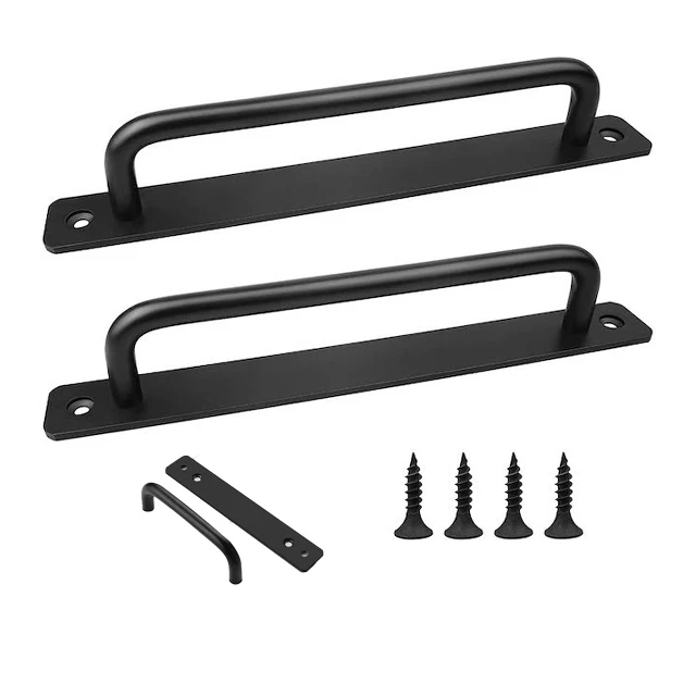 Kitchen Bedroom Grab Bar Cupboard Barn Door Handle Screws Door Handles Aluminium Black