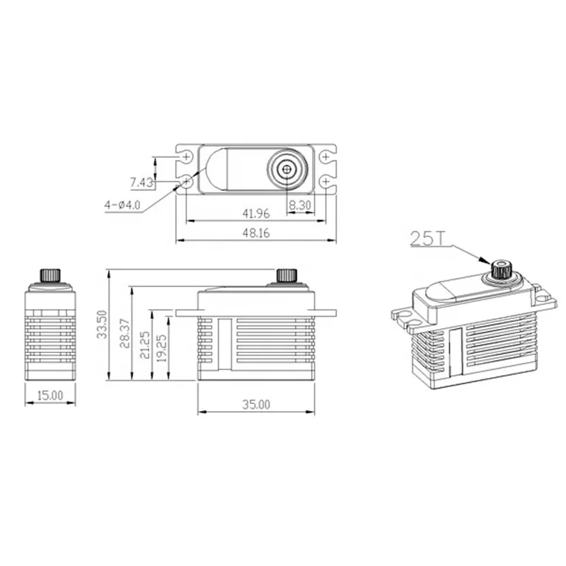 KINGMAX 43g CLS4411HHV 11kg.cm digital metal gear mini servo full CNC case high voltage for RC class helicopter