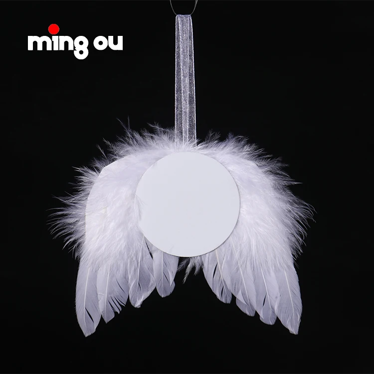 Heat Transfer Printing Xmas angel wings ornaments Sublimation feather angel wings ornaments