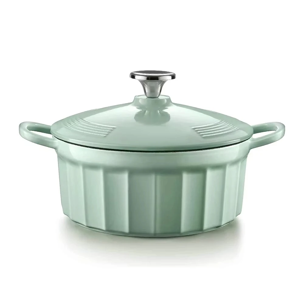 Enameled Cast Iron Dutch Oven Heart-Shaped Pot with Lid Dual Handles Works on All Stovetops Oven Safe to 500°F 2-Quart