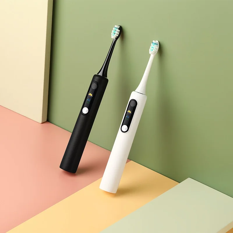 Rechargeable Travel Ultrasonic Vibration Electronic Automatic Sonic Electric Toothbrush with LCD for Adults