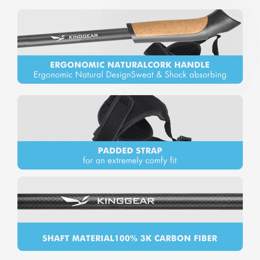 2pcs Custom Portable Nordic 2-section alpenstock 3K Carbon Fiber Retractable Telescopic Nordic Walking Stick