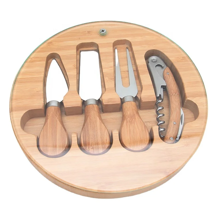 
Glass cutting board with tools, glass cheese and wine set, hot sell cheese board bamboo 