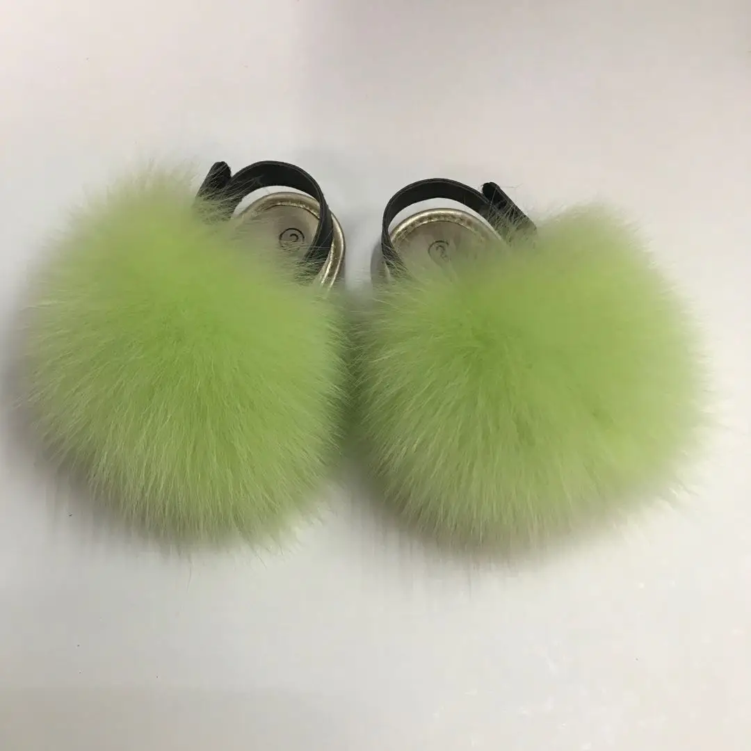 Fox fur slides vendors true fox fur slides for women fox fur slippers kids color