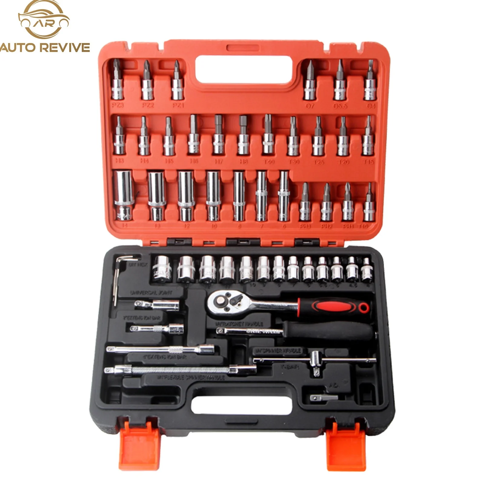 AutoRevive Portable Multitool Mecanic Set Socket Spanner Wrench Ratchet Full Combination Hand Tools Set Box With Ratchet Handle