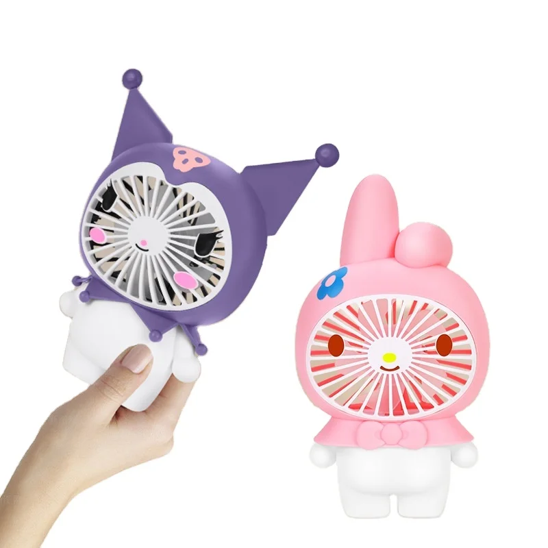 Sanriio Cinnamoroll Kuromi My melody мультяшный портативный персональный перезаряжаемый USB-вентилятор 3-скоростной ветер стол милый дизайн