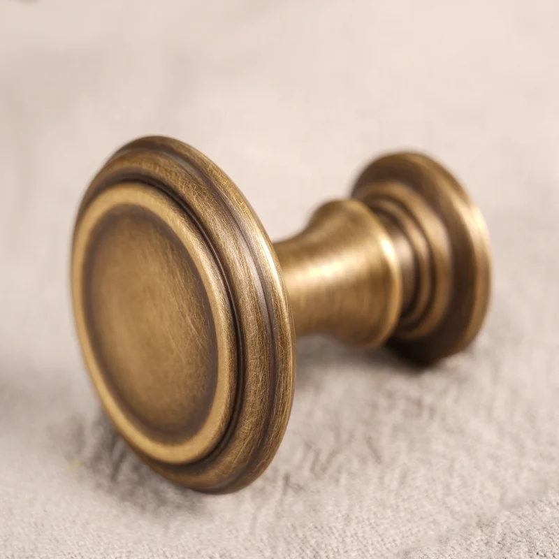 Brass Vintage Furniture Handle Bronze Wardrobe Door Drawer Knob Cabinet Luxury Antique Round Turret Copper Pulls