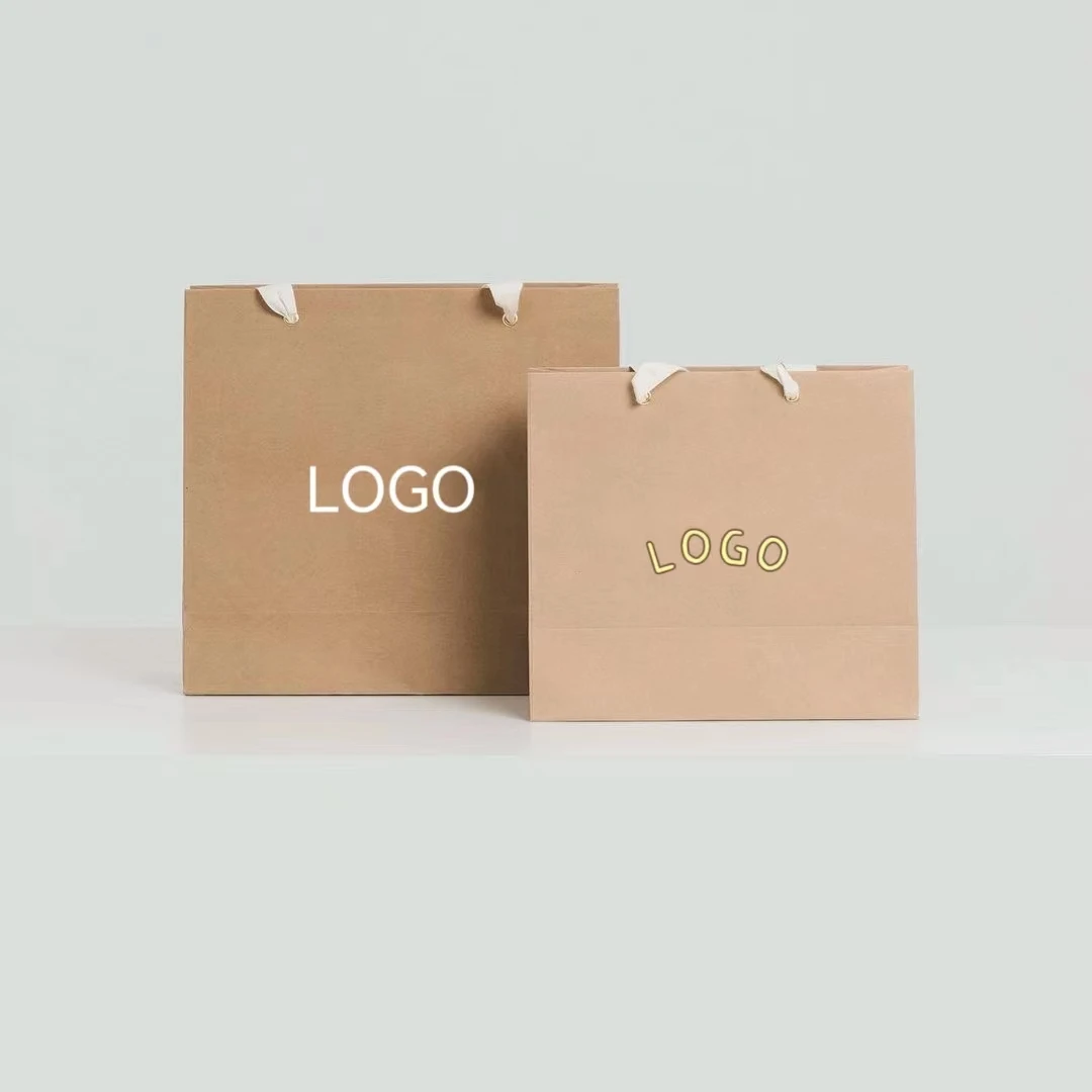 Custom Printed Your Own Logo Machines Making Kraft Brown Paper Bag Wholesale Kraft Food Packing Bag With Handle