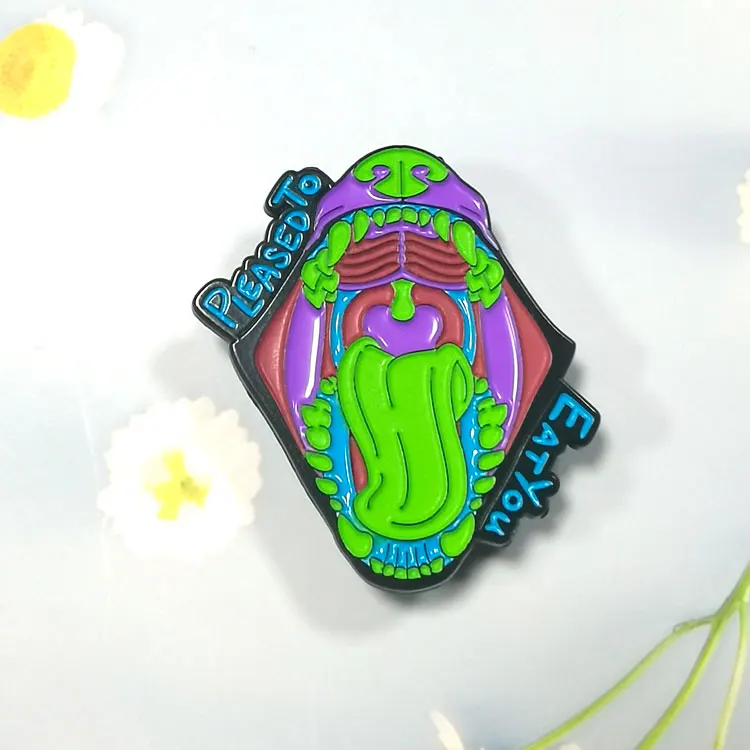 Manufacturer Soft Enamel Pin Custom Creative Design Dye Black Metal Glow in Dark Pins Badge For Sale