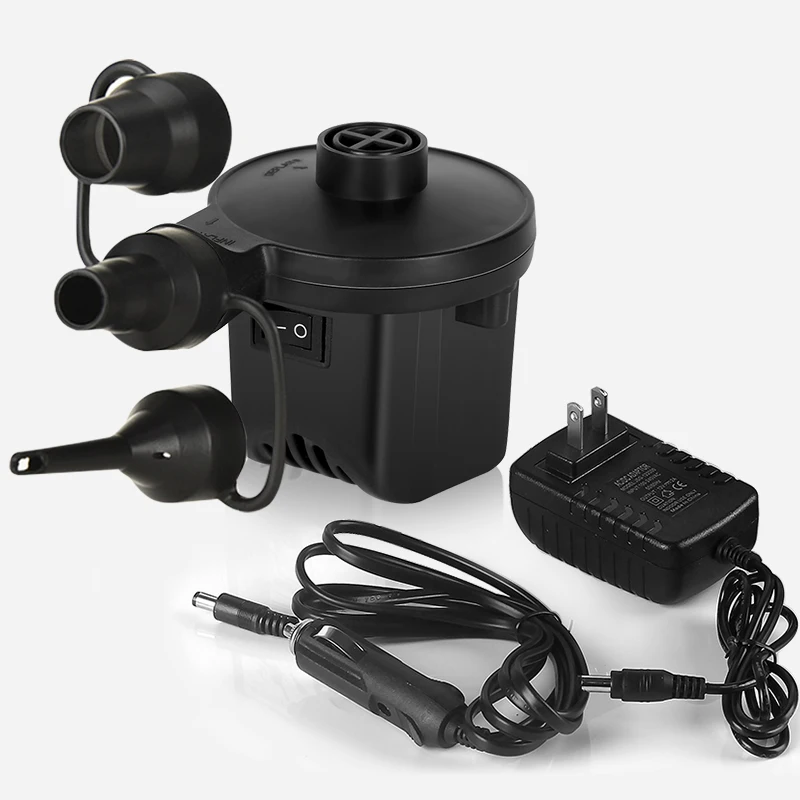 Portable Electric Air Pump With European Adapter Air Mattress Pump Quick Fill With 3 Nozzles For Swimming Ring And Pool