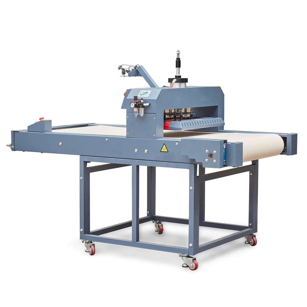 A  sublimation transfer automatic conveyor belt press ironing label heat press machine 40x60cm 50x70cm
