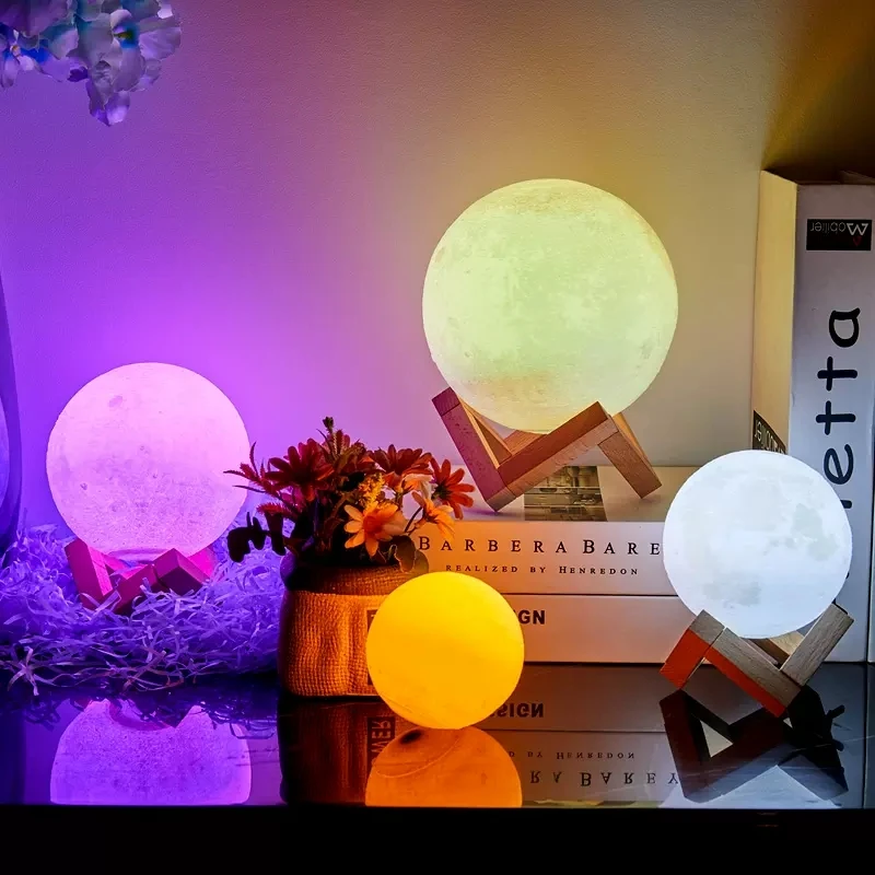 Hot Multifunction 3d Lamp Moon Earth Creative Mood Night Light USB Recharge Touch Control Colorful Moon Lamp For home bedroom