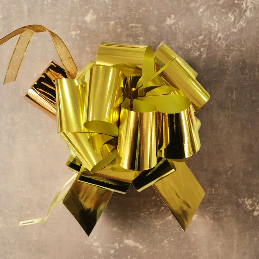 OEM Custom Plastic Christmas Wedding Pull String Bow Pull Gift Bow for Flower Gift Packaging Ribbon