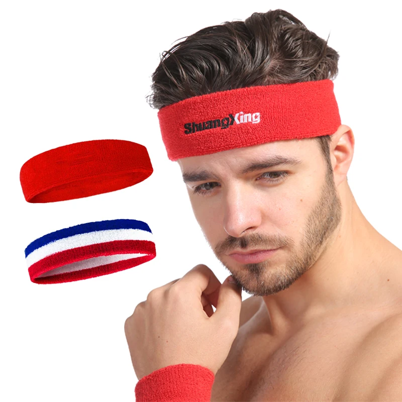 Sweat absorb headband embroidery sweatband terry tennis wristband sweatband cotton wrist band headband basketball sport headband