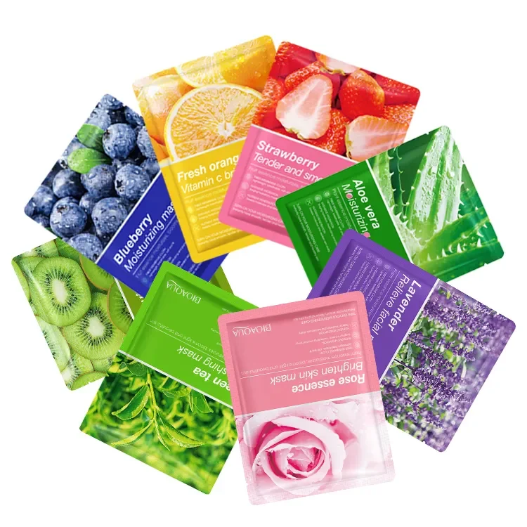 free sample Sheet Fruit Mascarillas facial green tea aloe orange Face Sheet Korean moisturizing skin care sheet